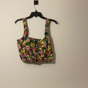 Aqua Orange and Yellow Bustier Crop Tank Top